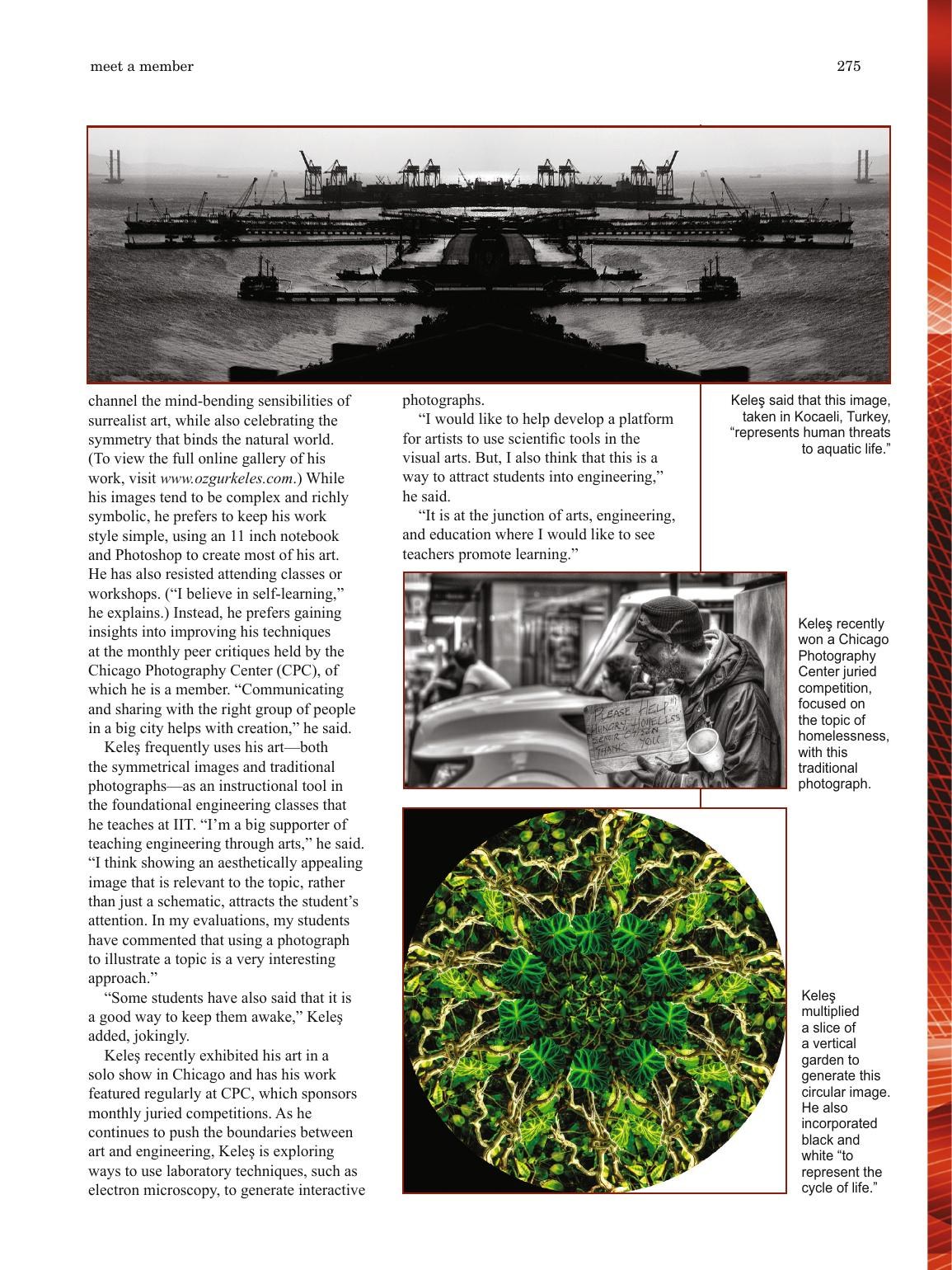 Second page of the JOM member feature with photographs